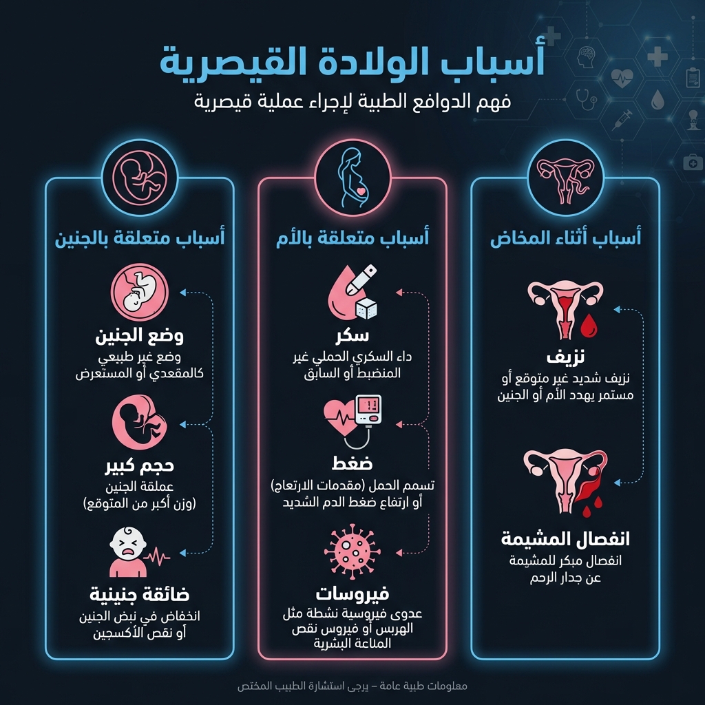 إنفوجرافيك أسباب الولادة القيصرية