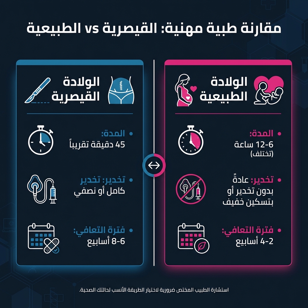 مقارنة القيصرية والطبيعية