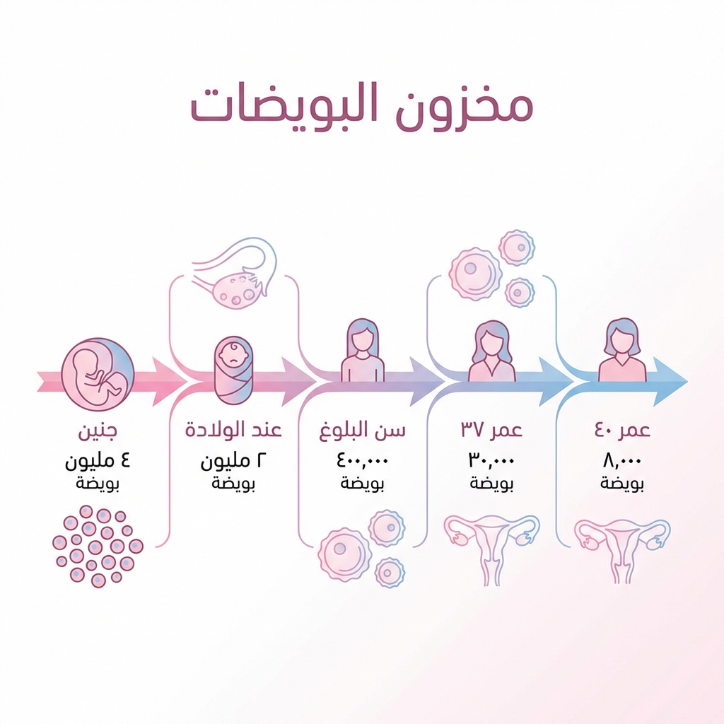 إنفوجرافيك مخزون البويضات حسب العمر