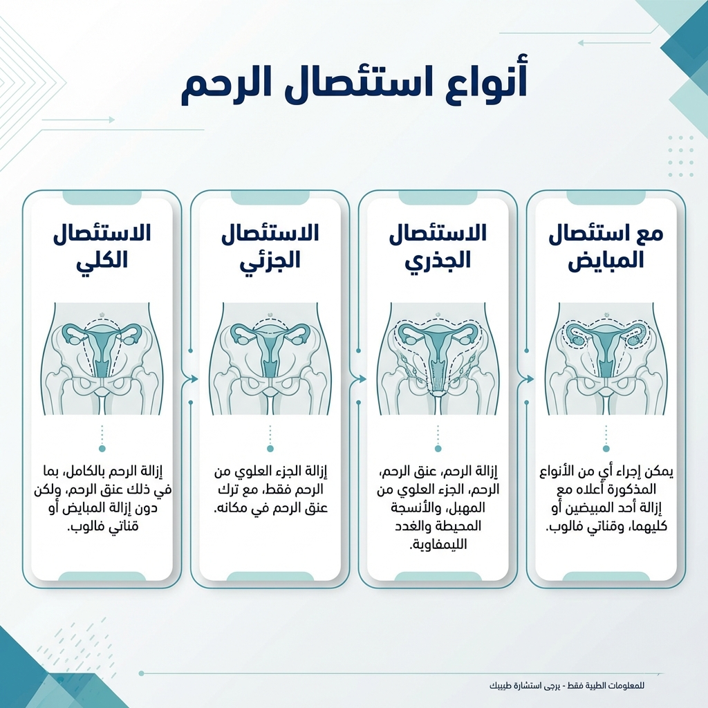 إنفوجرافيك أنواع استئصال الرحم