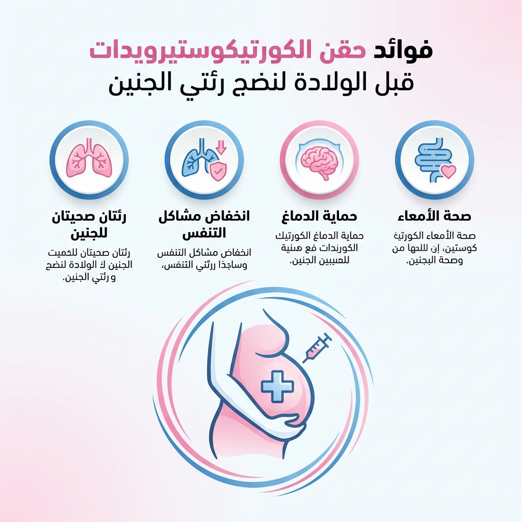 إنفوجرافيك فوائد حقنة الرئة للجنين