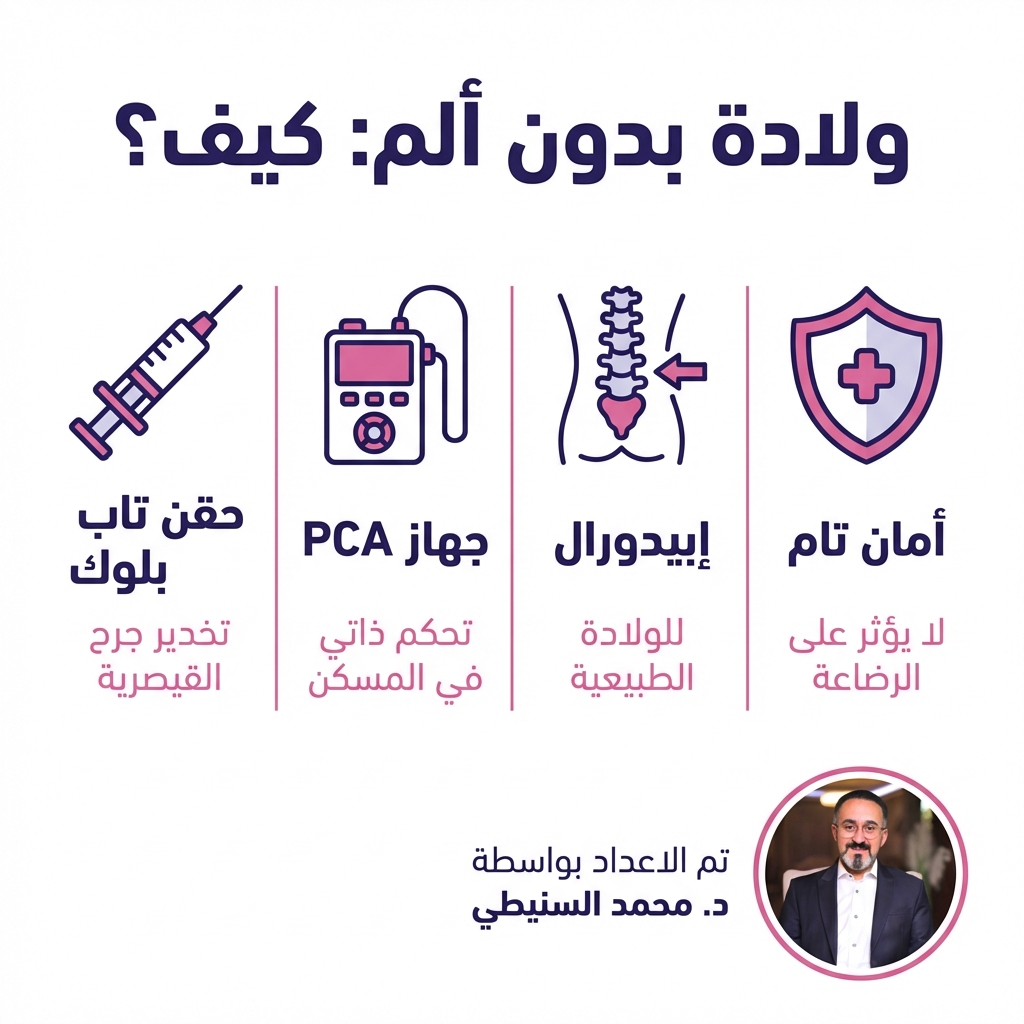 طرق الولادة بدون ألم - انفوجرافيك