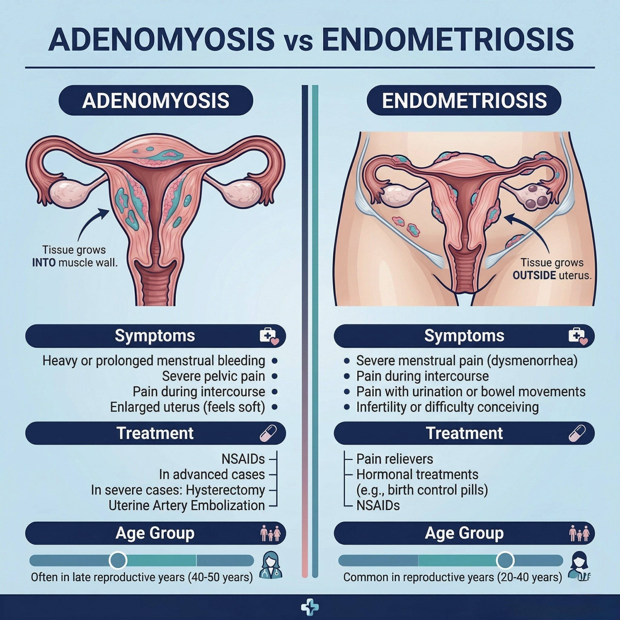 Difference between Adenomyosis and Endometriosis