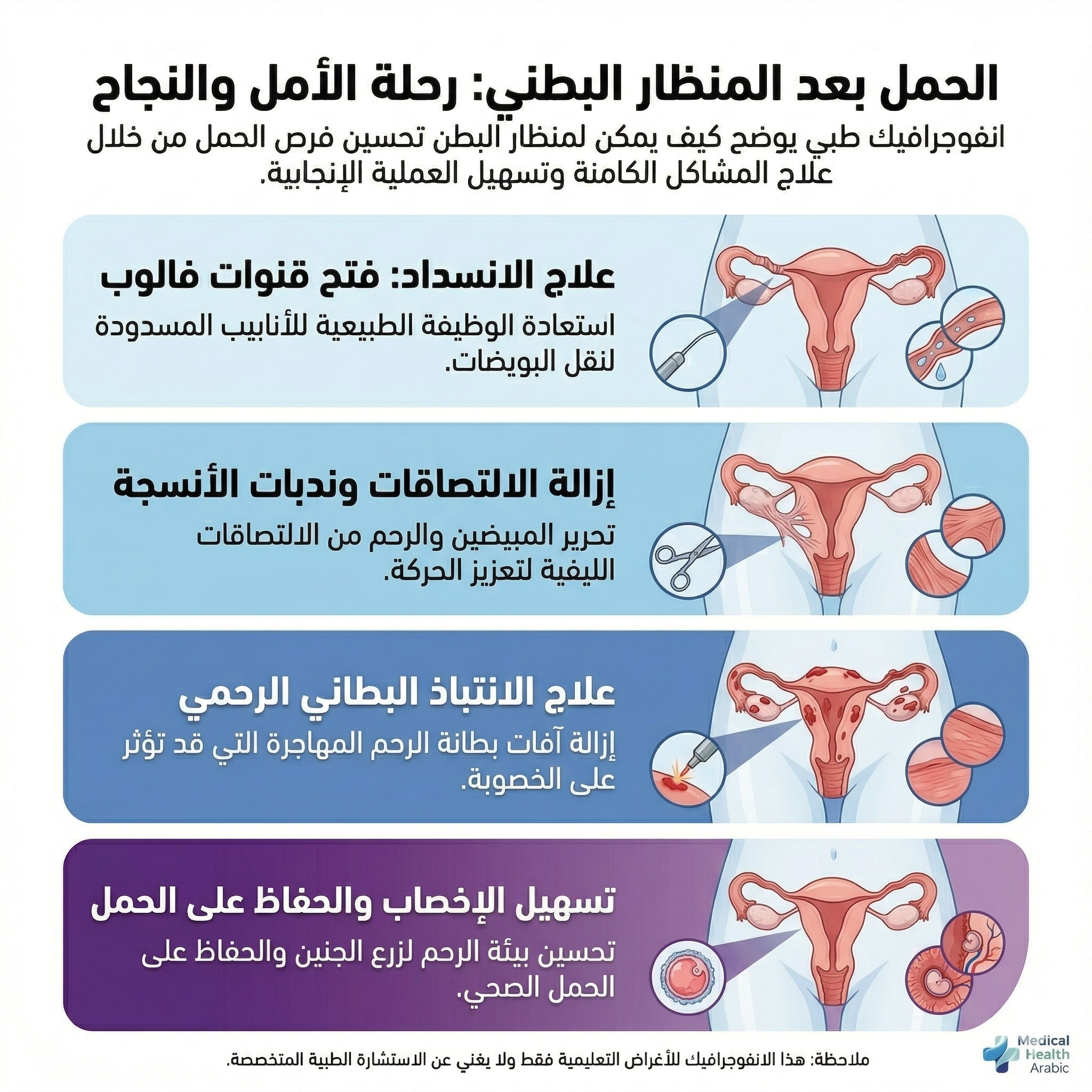 الحمل بعد المنظار البطني وتوضيح الأعضاء التناسلية والرحم